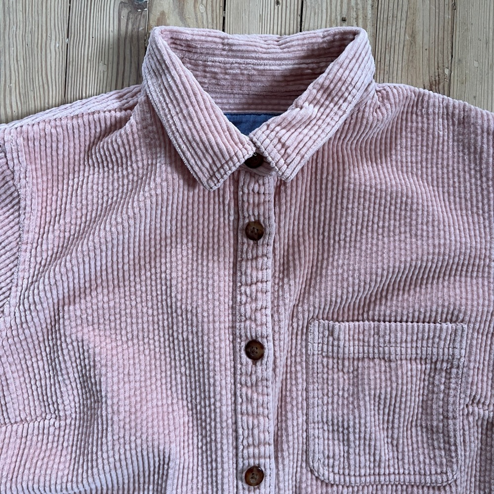 LLBean Pink Corduroy Button Up Shirt Jacket Women‎ Long Sleeve Medium Winter - Picture 2 of 8